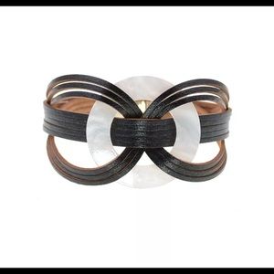 New Black Magnetic Bracelet Round White Charm 3pk